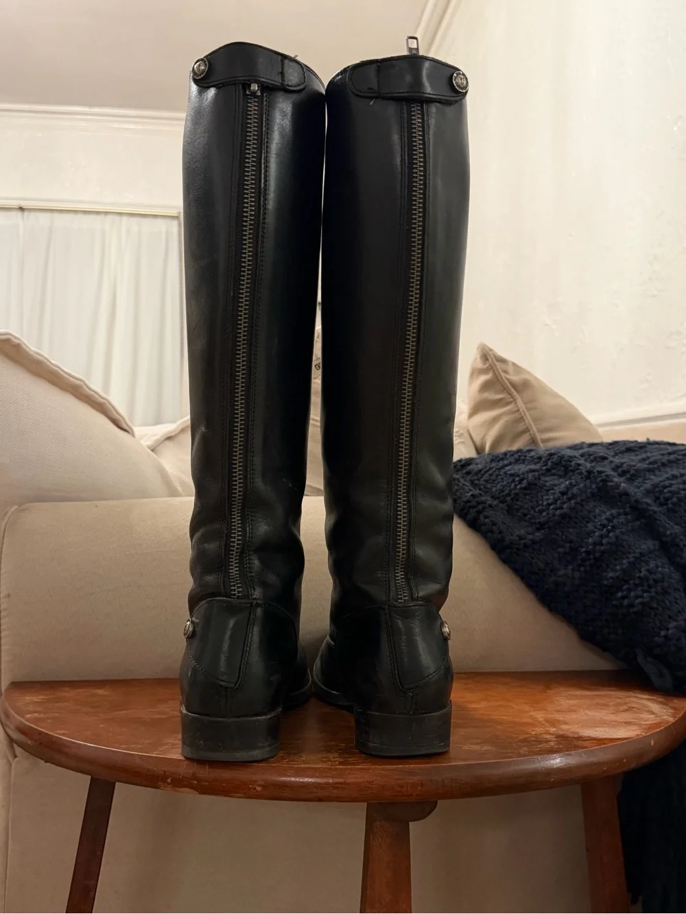 FRYE Melissa Button Black Tall Leather Riding Boots
